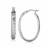 Weave Texture Diamond Cut Oval Hoop Earrings in Rhodium Plated Sterling Silver