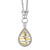 Teardrop Wave Necklace in Sterling Silver and 14K Yellow Gold