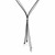 Bar Station Multi Strand Wheat Chain Lariat Necklace in Rhodium and Ruthenium Plated Sterling Silver