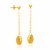 Mesh Design Barrel Bead Dangling Earrings in 14K Yellow Gold