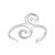 Swirl Motif Polished Open Toe Ring in Rhodium Plated Sterling Silver