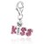 KISS Multi Tone Crystal Studded Charm in Sterling Silver