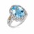 Ornate Oval Blue Topaz and Diamond Accented Fleur De Lis Motif Ring in 18k Yellow Gold and Sterling Silver (.03 cttw)