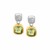 Cushion Green Amethyst Drop Earrings in 18k Yellow Gold and Sterling Silver