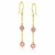 Pink Tone Crystal Ball Dangling Earrings in 14k Yellow Gold