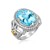 Oval Blue Topaz Fleur De Lis Accented Ring in 18K Yellow Gold and Sterling Silver