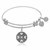 Expandable White Tone Brass Bangle with Pearl June Symbol