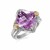 Amethyst and Diamond Accented Cushion Shape Ring in 18K Yellow Gold and Sterling Silver 