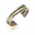 Cable and Polished Interlaced Style Open Bangle in 18k Yellow Gold and Sterling Silver