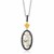 Black Spinel and Rutilated Quartz Oval Fleur De Lis Pendant in 18k Yellow Gold and Sterling Silver