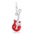 Guitar Red Enameled Charm in Sterling Silver