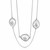 Long Teardrop Rock Crystal Stationed Necklace in Black and White Rhodium Plated Sterling Silver