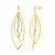 14k Two Tone Gold Textured and Polished Marquise Motif Earrings