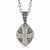 White Sapphire Accented Cross Motif Oval Pendant in 18K Yellow Gold and Sterling Silver