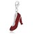 High Heel Shoe Red Tone Crystal Encrusted Charm in Sterling Silver