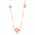 Cushion Raspberry Rutilated Quartz Station Necklace in Rose Gold Plated Sterling Silver