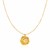 14k Yellow Gold Necklace with Round Diamond Cut Leaf Pattern Pendant