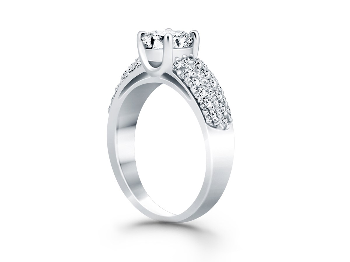 Tapered Pave Diamond Wide Band Engagement Ring In 14k White Gold Richard Cannon Jewelry 3119