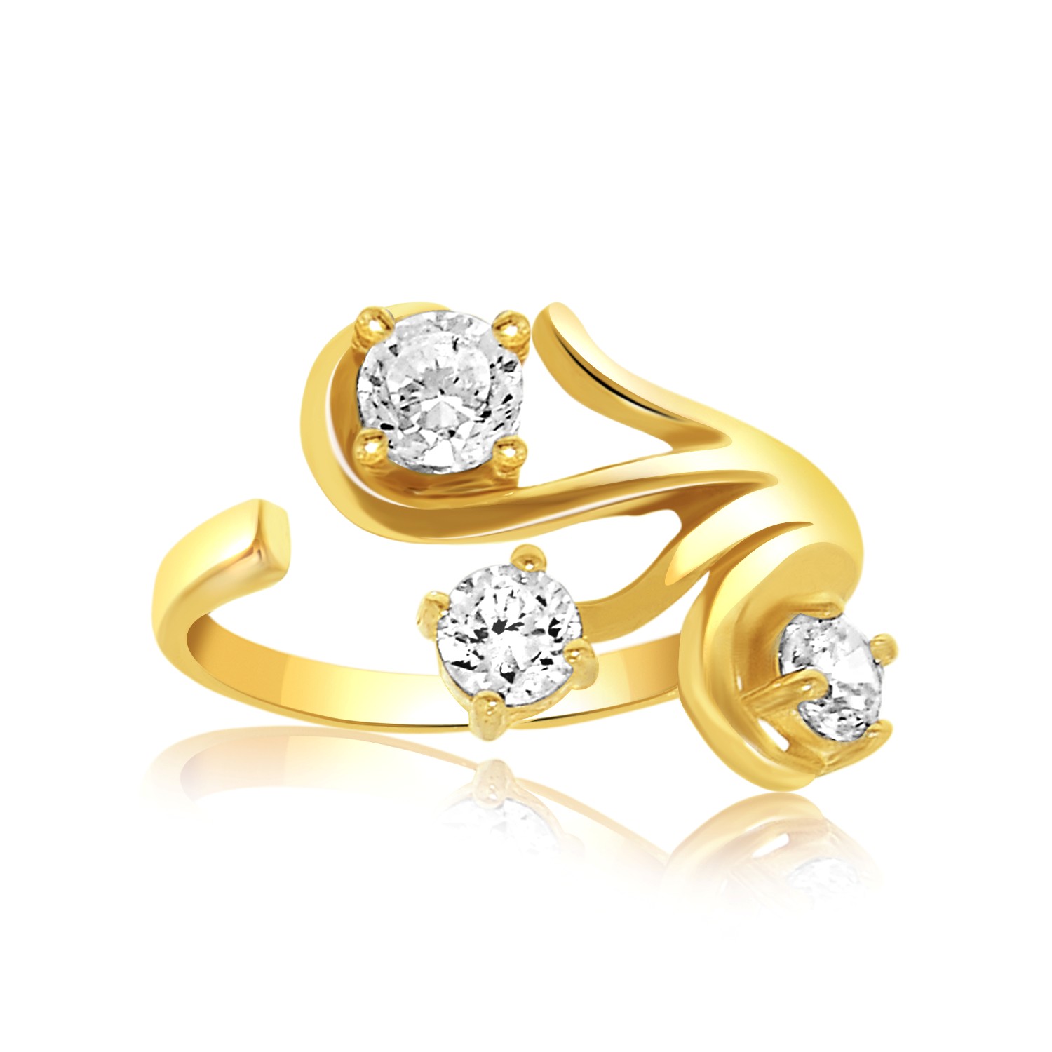 Fancy Toe Ring with Round Cubic Zirconia Accents in 14K Yellow Gold ...
