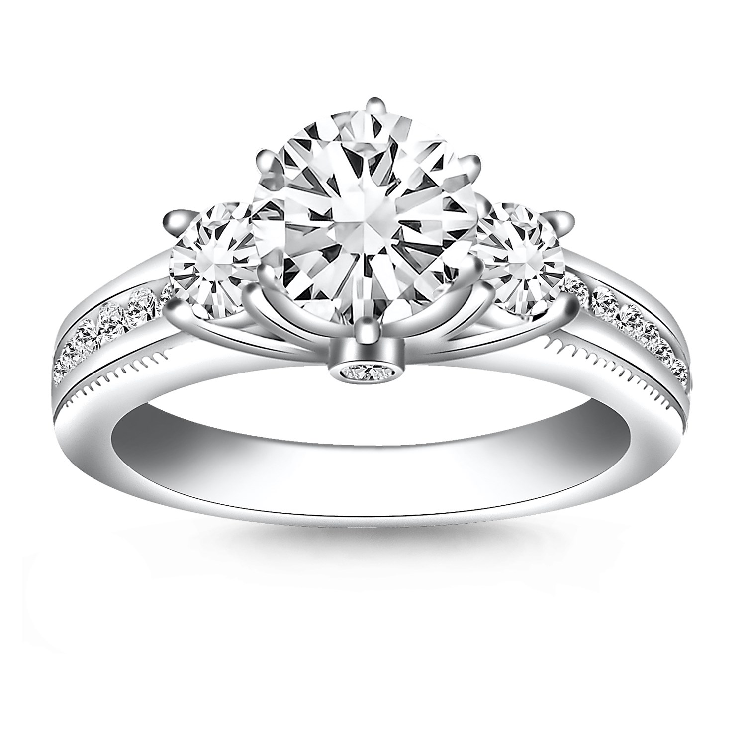 Multi Diamond Engagement Ring Mounting in 14K White Gold - Richard ...