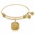 Expandable Yellow Tone Brass Bangle with Think Positive Symbol