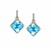 Blue Topaz and Diamond Accented Cushion Drop Earrings in 18k Yellow Gold and Sterling Silver