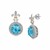 Round Blue Topaz and Diamond Embellished Fluer De Lis Design Earrings in 18K Yellow Gold and Sterling Silver (.16ct. tw.)