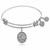 Expandable White Tone Brass Bangle with Initial D Symbol