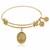 Expandable Yellow Tone Brass Bangle with Initial A Symbol