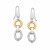 Round and Oval Rhodium Plated Dangling Earrings in 18k Yellow Gold and Sterling Silver