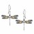 Dragonfly Design Drop Earrings in 18k Yellow Gold and Sterling Silver