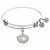 Expandable White Tone Brass Bangle with Shell Charm with Pearl