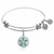 Expandable White Tone Brass Bangle with Sand Dollar Symbol with Opal