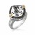 Crystal Quartz and Diamond Accented Cushion Ring in 18K Yellow Gold and Sterling Silver (.23 ct. tw.)