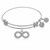 Expandable White Tone Brass Bangle with Infinity Symbol with Cubic Zirconia