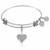 Expandable White Tone Brass Bangle with Heart With Cross Symbol