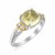 Polished Square Lemon Quartz and Diamond Ring in 18k Yellow Gold and Sterling Silver
