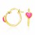 Heart Motif Hoop Style Earrings in 14k Yellow Gold