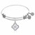 Expandable White Tone Brass Bangle with Clover Shaped Cubic Zirconia