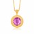 Round Amethyst Crochet Pendant in 14K Yellow Gold