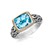 Rectangular Blue Topaz Milgrained Ring in 18k Yellow Gold and Sterling Silver