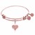 Expandable Pink Tone Brass Bangle with Heart With Cross Symbol