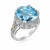 Blue Topaz and Diamond Embellished Fleur De Lis Design Cushion Ring in 18k Yellow Gold and Sterling Silver (.09 cttw)