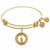 Expandable Yellow Tone Brass Bangle with Life's A Beach Symbol