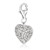 Heart Shaped Charm with Embellished White Tone Crystals in Sterling Silver
