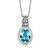 Fancy Necklace with Oval Blue Topaz Milgrained Pendant in 18k Yellow Gold and Sterling Silver