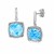 Sky Blue Topaz Earrings with White Sapphire Accented Fleur De Lis Motifs in Sterling Silver