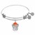 Expandable White Tone Brass Bangle with Orange Enamel Basketball Hoop Symbol