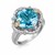 Cushion Blue Topaz and Diamond Accented Rope Design Ring in 18k Yellow Gold and Sterling Silver