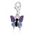 Butterfly Multi Tone Crystal Accented Charm in Sterling Silver